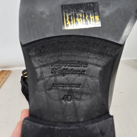 Lavorazione Artigiana Womens Riding Boots Sz 40=9 Black Italian Leather Tasseled - Picture 14 of 14